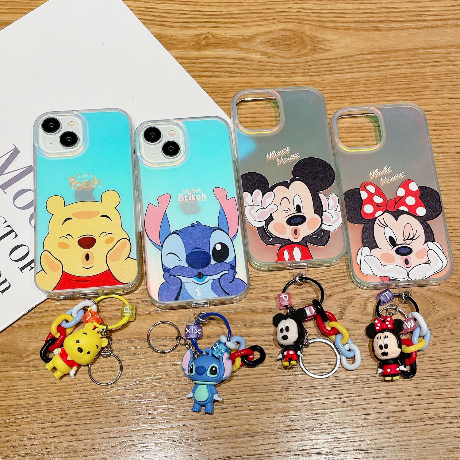 Mickey mouse & stitch & winnie pooh - כיסוי יוקרתי אופנתי וחמוד במיוחד לאייפון