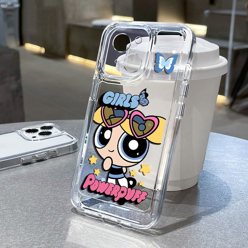 The Powerpuff girls - כיסוי שקוף עם הדפס אופנתי מעוצב וחמוד במיוחד לאייפון