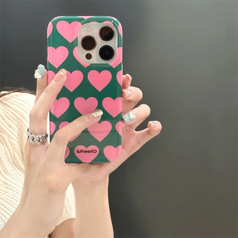 Pink heart case - כיסוי לבבות ורודים אופנתי איכותי ומעוצב במיוחד לאייפון