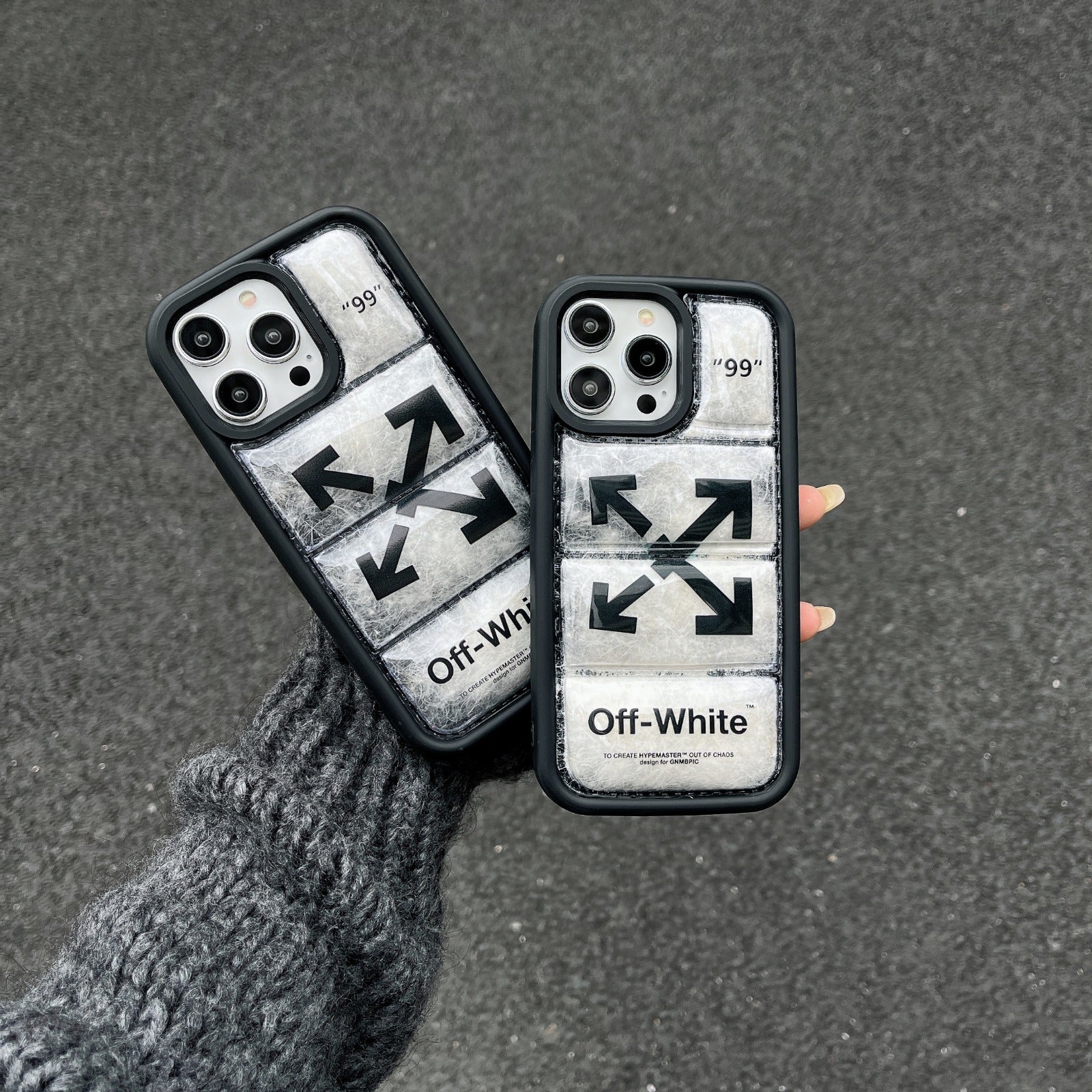 Off white puffer case - כיסוי יוקרתי נפוח וסופר אופנתי לאייפון