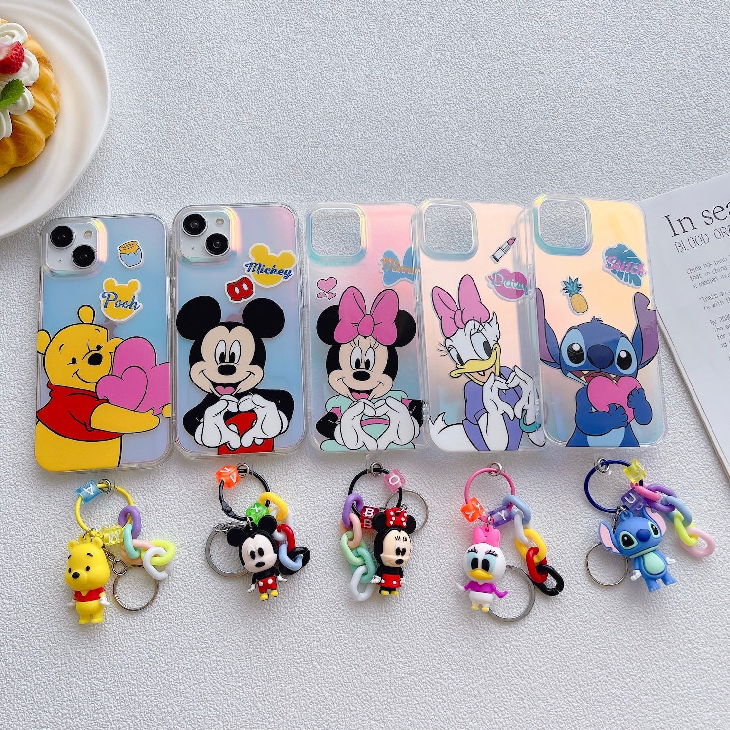 Mickey mouse & stitch & winnie pooh - כיסוי יוקרתי אופנתי וחמוד במיוחד לאייפון