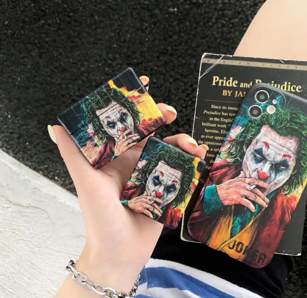 The joker set - סט הג׳וקר איכותי ומעוצב במיוחד לאיירפודס ולאייפון iphone case FantasyCaseIL